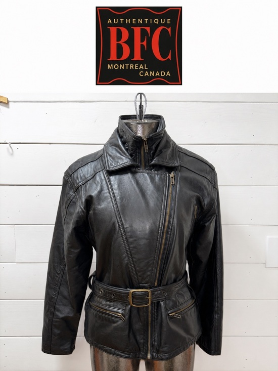 BFC Jackets & Blazers - BFC Authentique Vintage Women’s Leather Motorcycle Jacket – Black – Size S